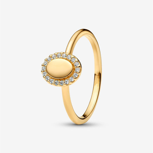 S925 Sterling Silver Engravable Oval Halo Ring