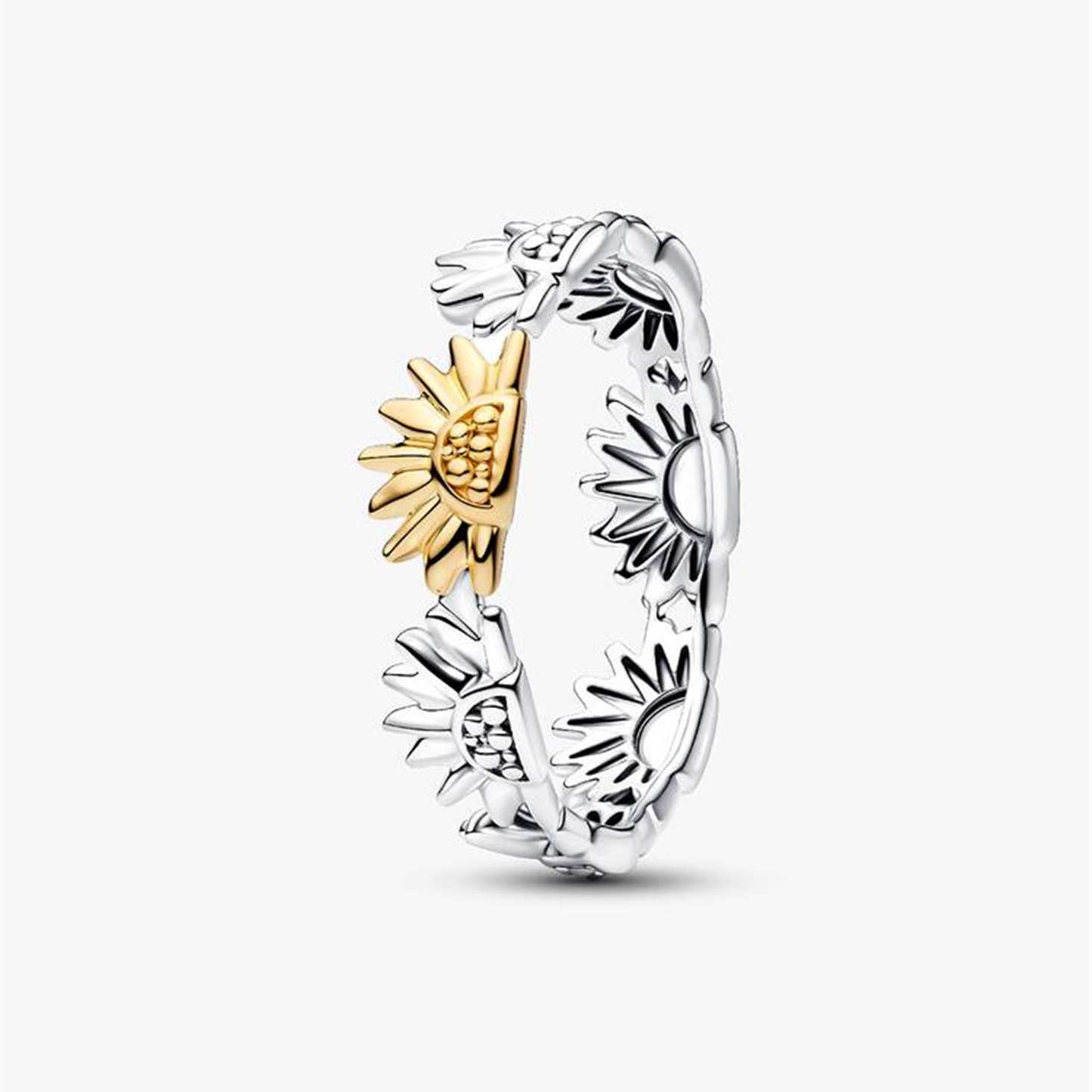 S925 sterling silver Sunflower Two-Tone Band Ring