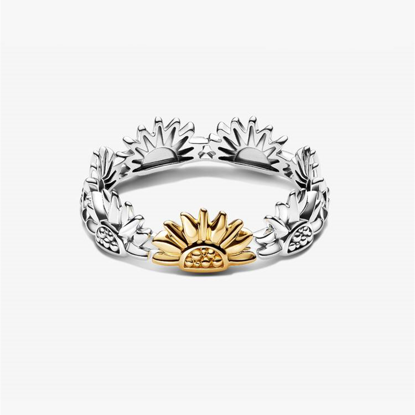 S925 sterling silver Sunflower Two-Tone Band Ring