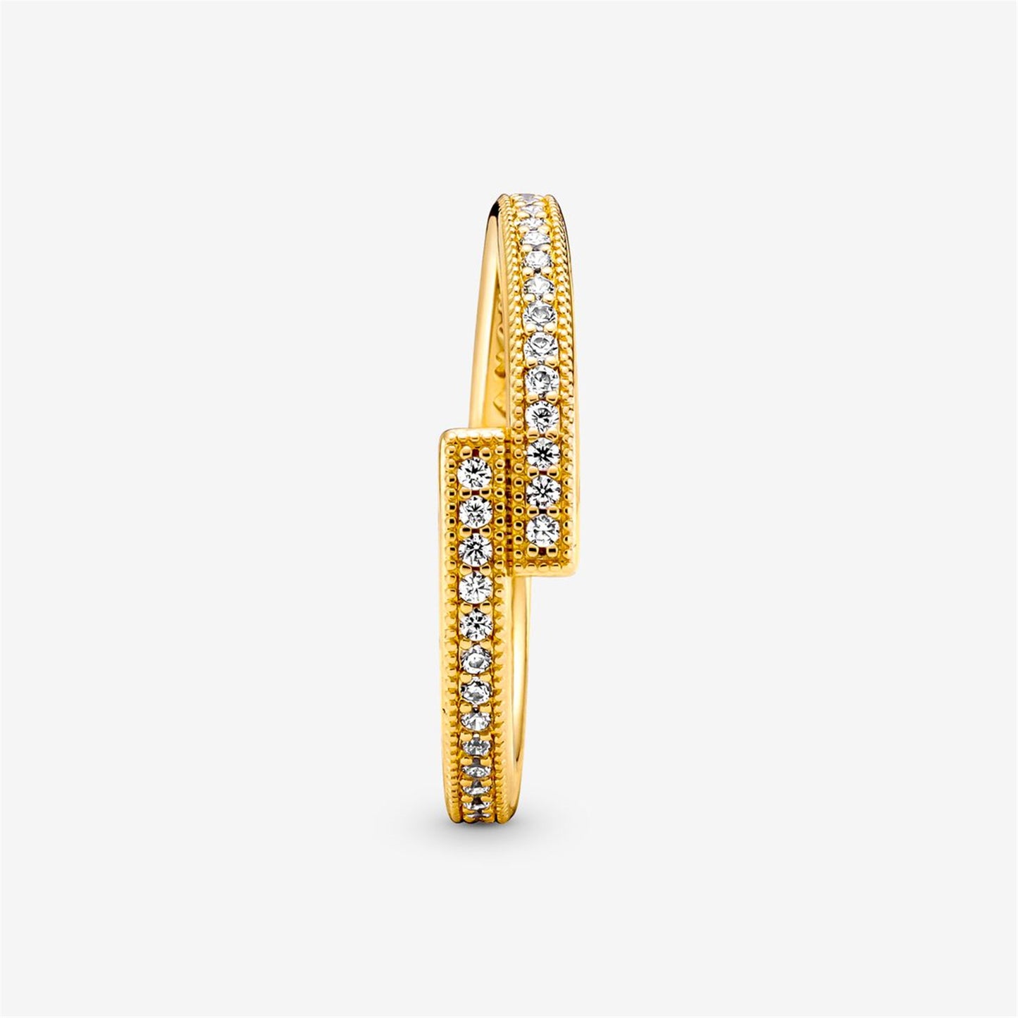 S925 Sterling Silver Sparkling Overlapping Ring