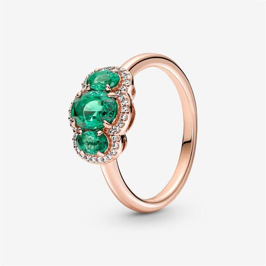 S925 Sterling Silver Three Stone Vintage Ring