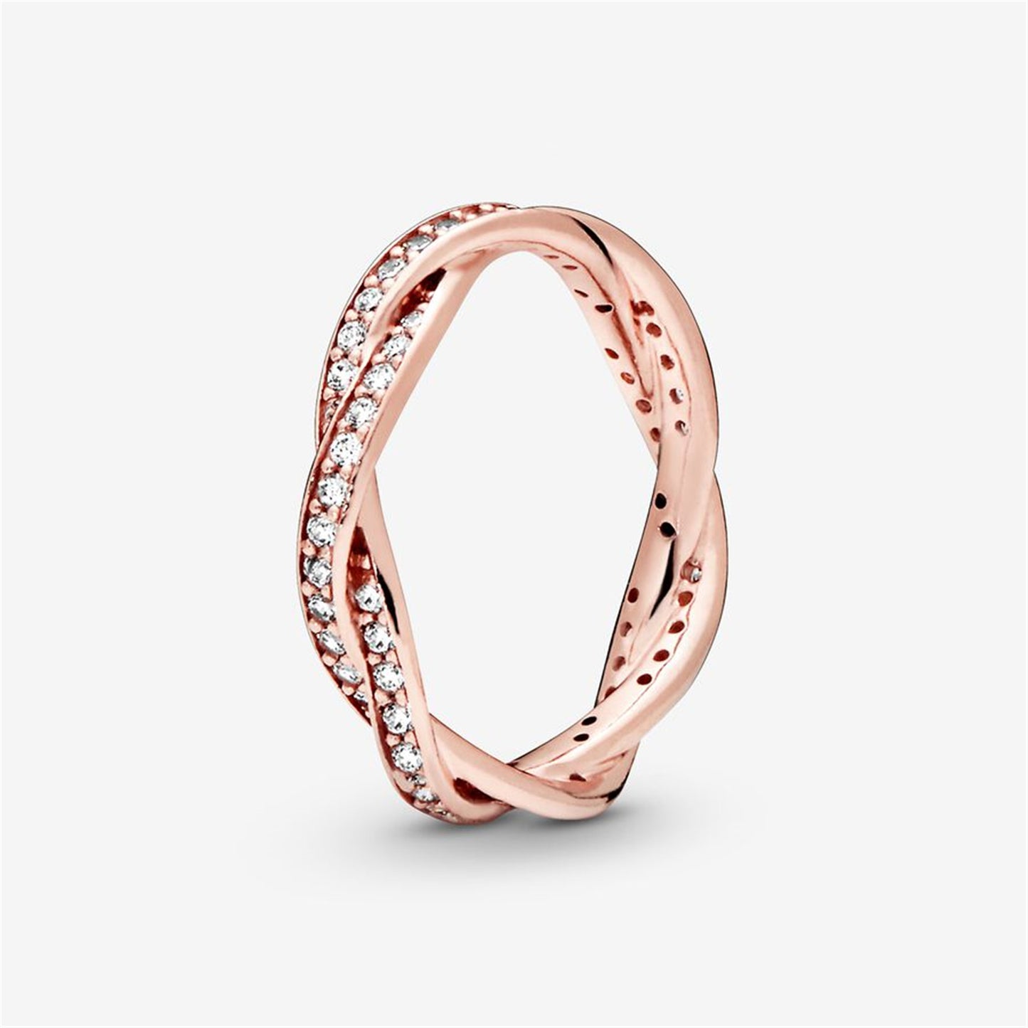 S925 Sterling Silver Sparkling Twisted Lines Ring