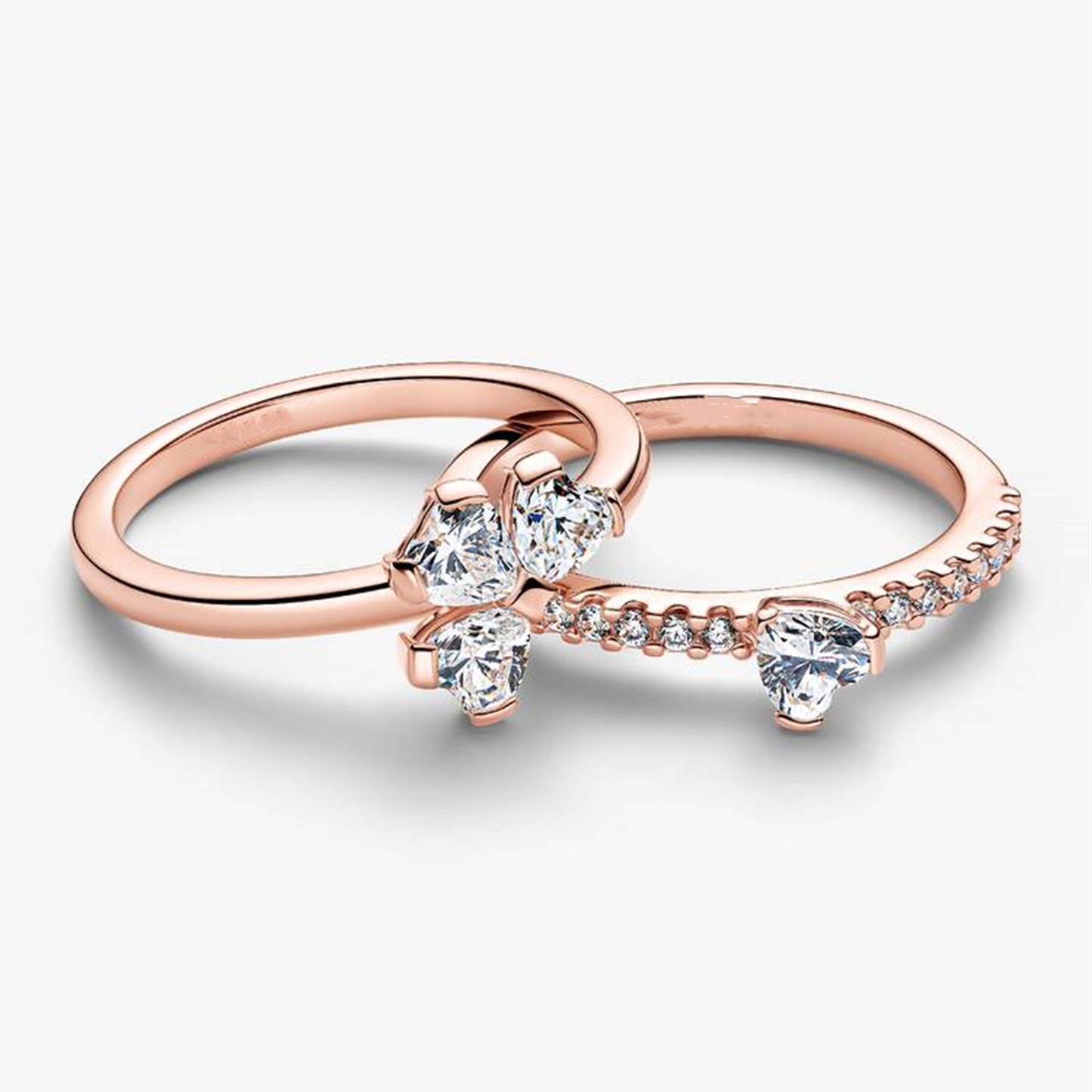 S925 sterling silver Sparkling Lucky Clover Splittable Ring