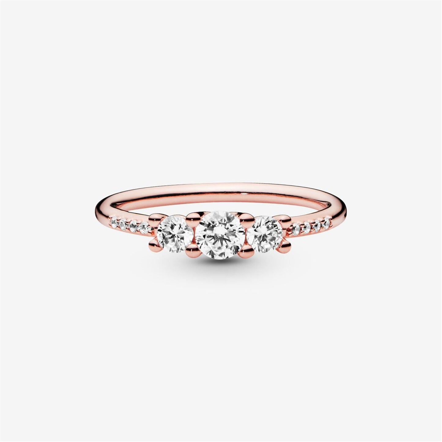 S925 Sterling Silver Clear Three-Stone Ring