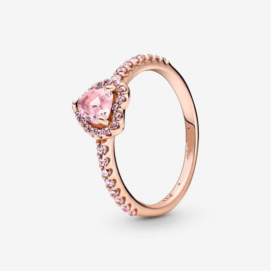 S925 Sterling Silver Sparkling Elevated Heart Ring