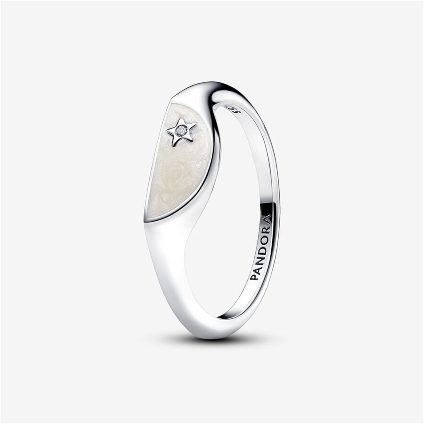 S925 Sterling Silver ME Halved Enamel Signet Ring