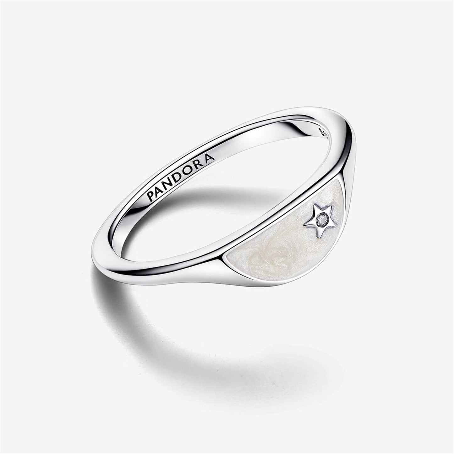 S925 Sterling Silver ME Halved Enamel Signet Ring