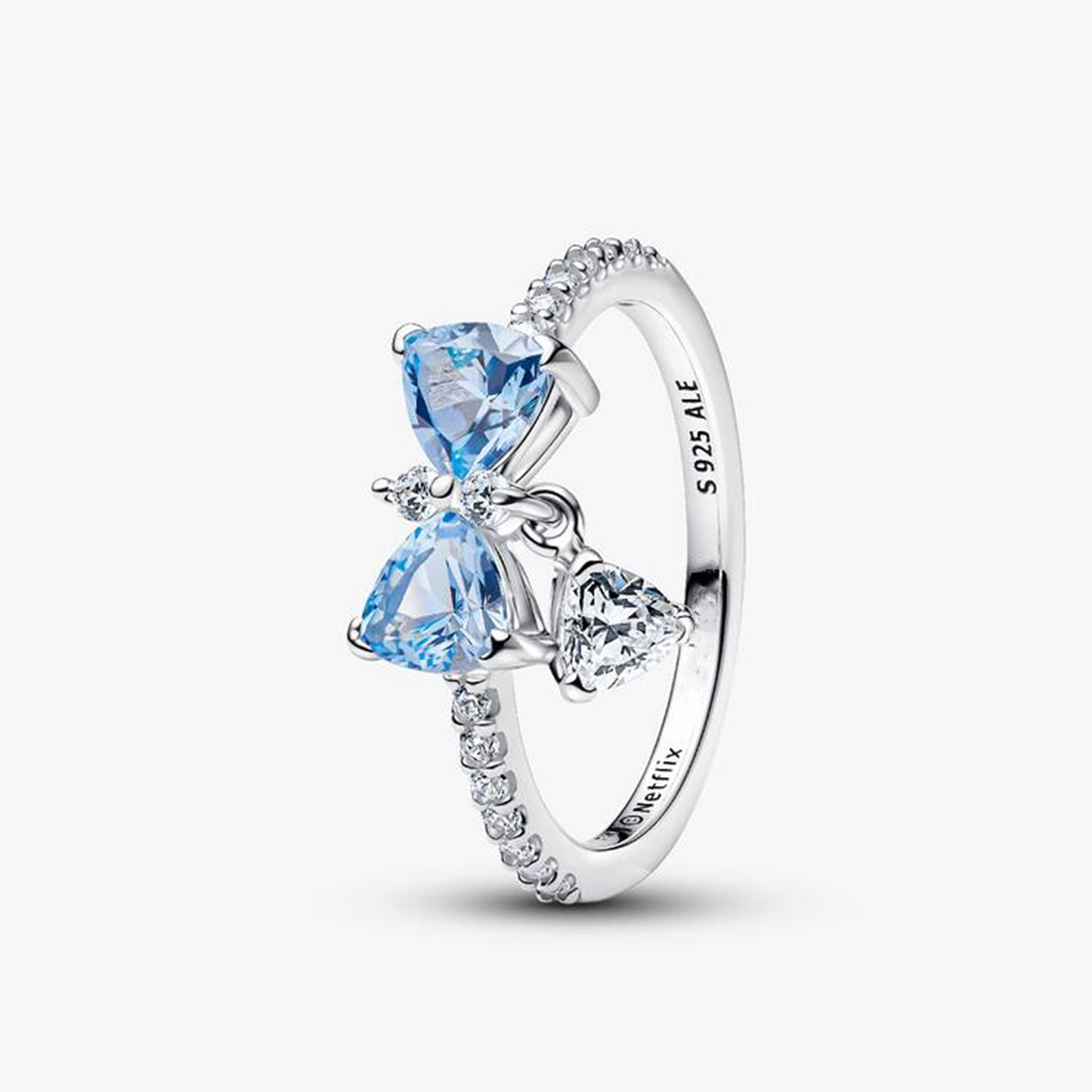 S925 Sterling Silver Bridgerton Blue Bow Ring,Gift trendy jewelry