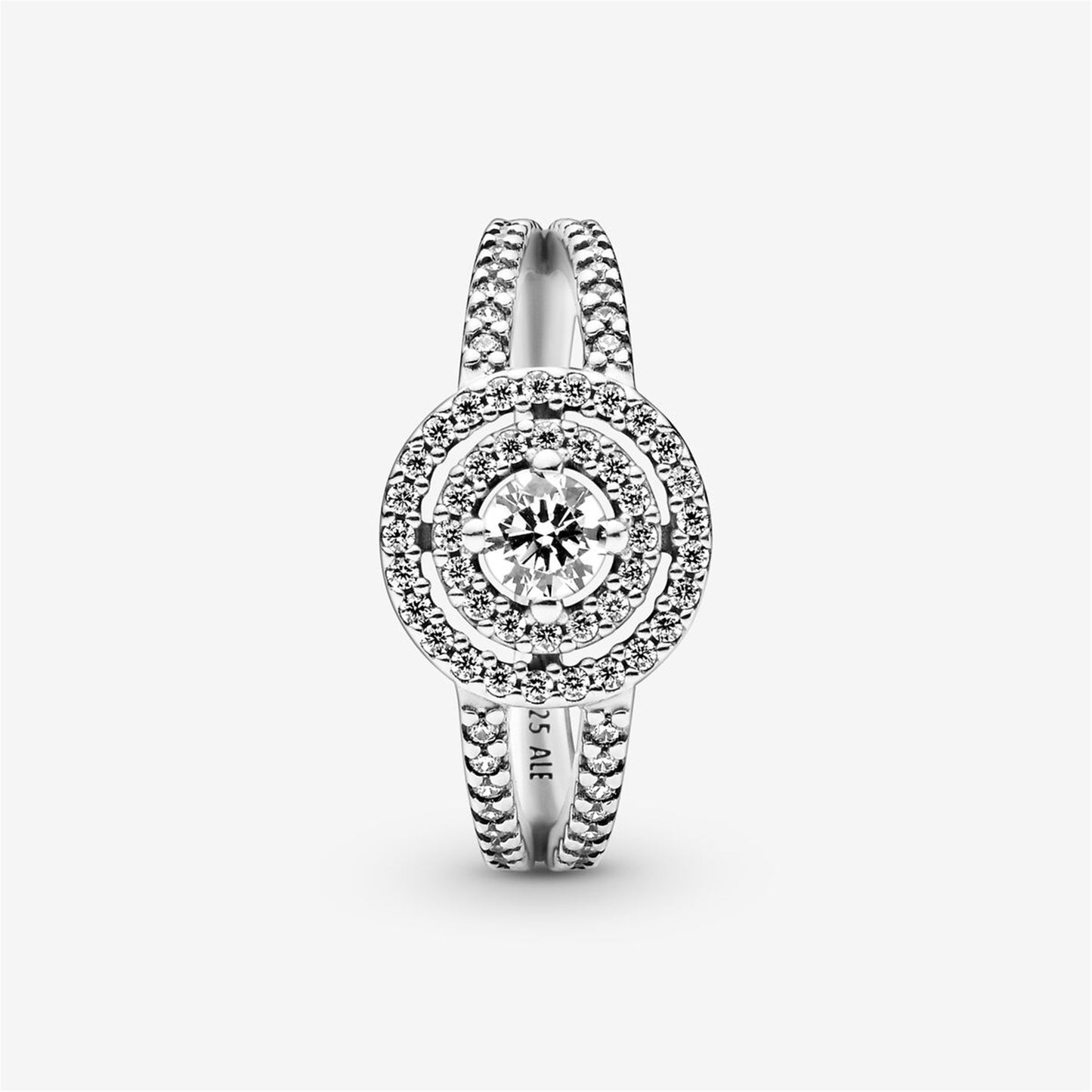 S925 Sterling Silver Sparkling Double Halo Ring