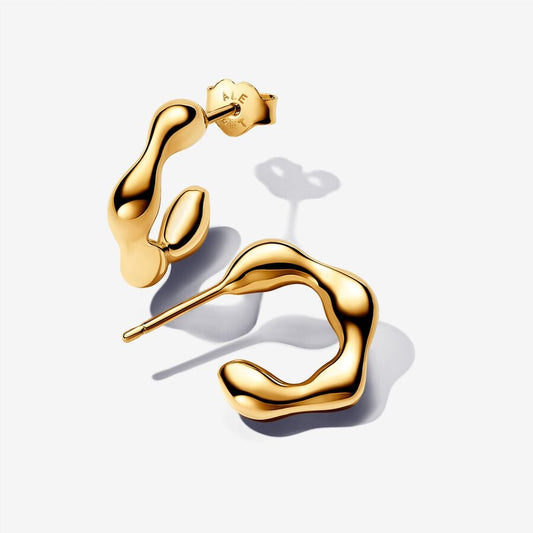 S925 Sterling Silver Organically Shaped Open Hoop Earrings