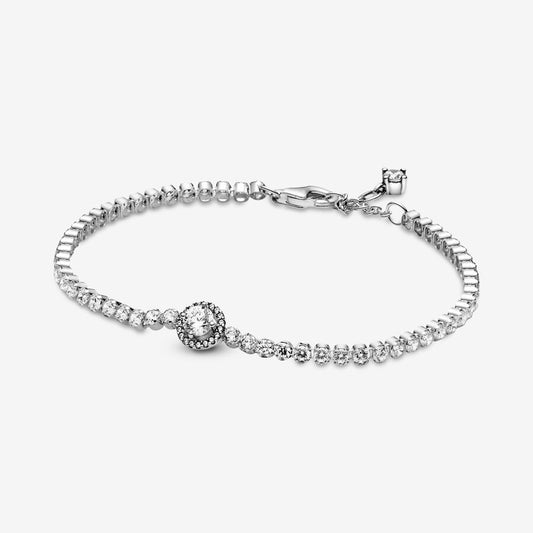 S925 Sterling Silver Sparkling Halo Tennis Bracelet