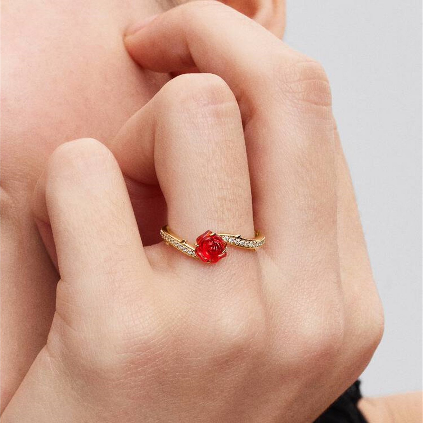 S925 Sterling Silver Beauty and the Beast Enchanted Rose Ring,Gift trendy jewelry