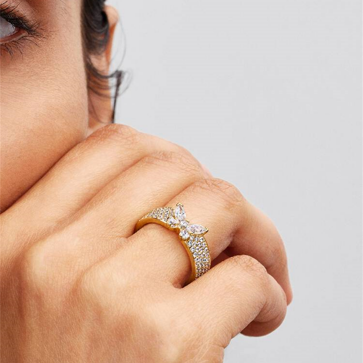 S925 sterling silver Sparkling Butterfly Bold Ring