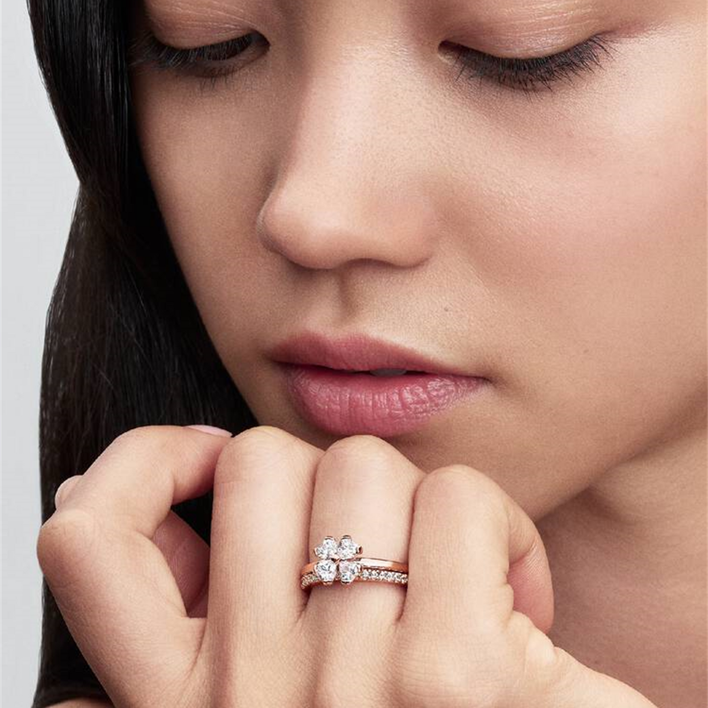 S925 sterling silver Sparkling Lucky Clover Splittable Ring