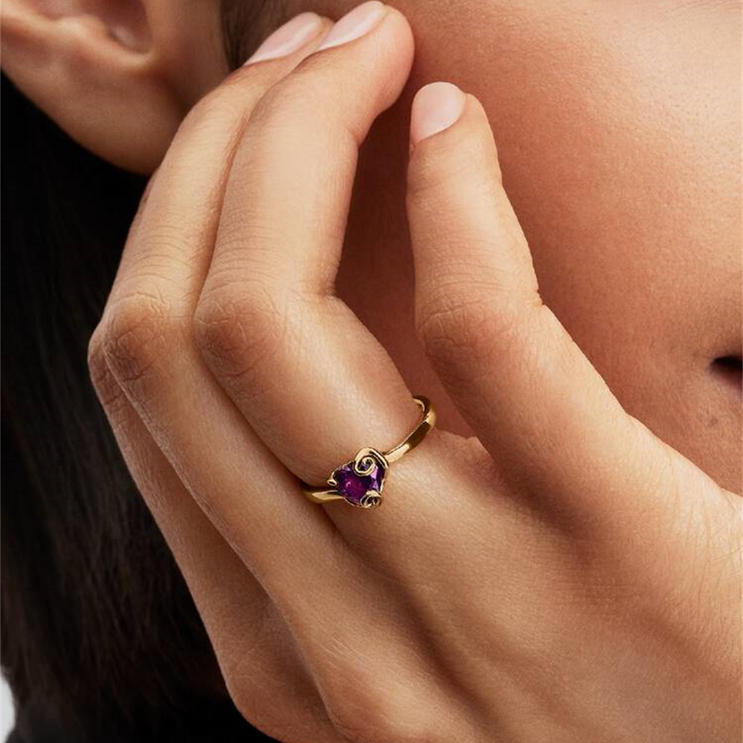 S925 Sterling Silver Nightmare Before Christmas Sally Purple Heart Ring,Gorgeous Jewelry