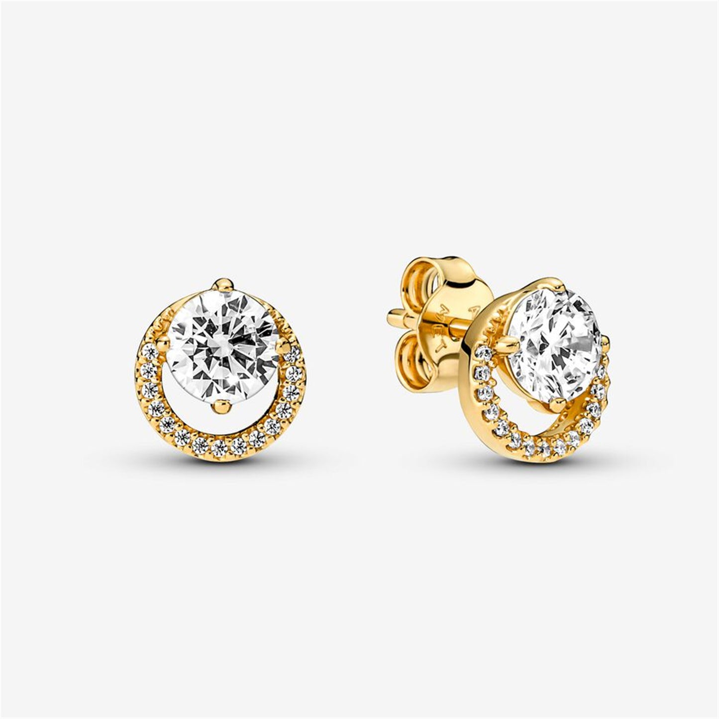 S925 Sterling Silver Sparkling Round Halo Stud Earrings