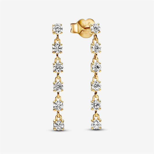S925 Sterling Silver Sparkling Stones Drop Earrings