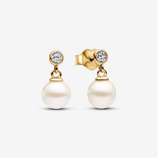 S925 Sterling Silver Treated Freshwater Cultured Pearl & Stone Drop Earrings
