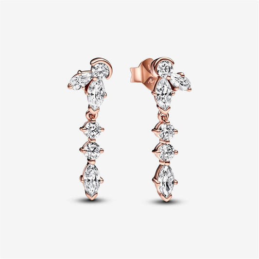 S925 Sterling Silver Sparkling Herbarium Cluster Drop Earrings
