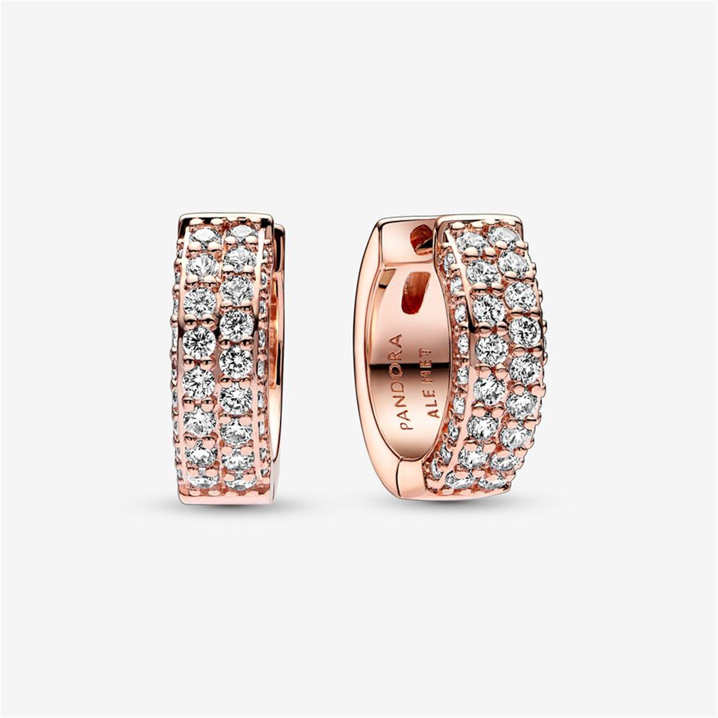S925 Sterling Silver Timeless Pavé Double-row Hoop Earrings