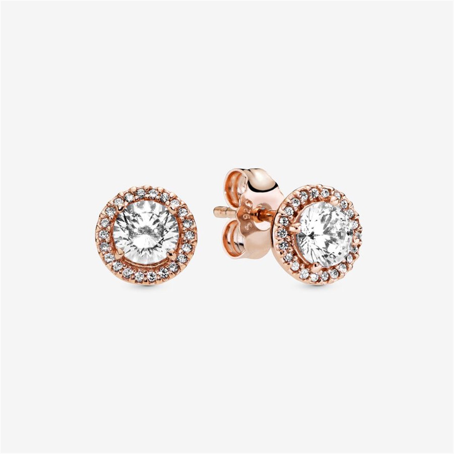 S925 Sterling Silver Round Sparkle Halo Stud Earrings