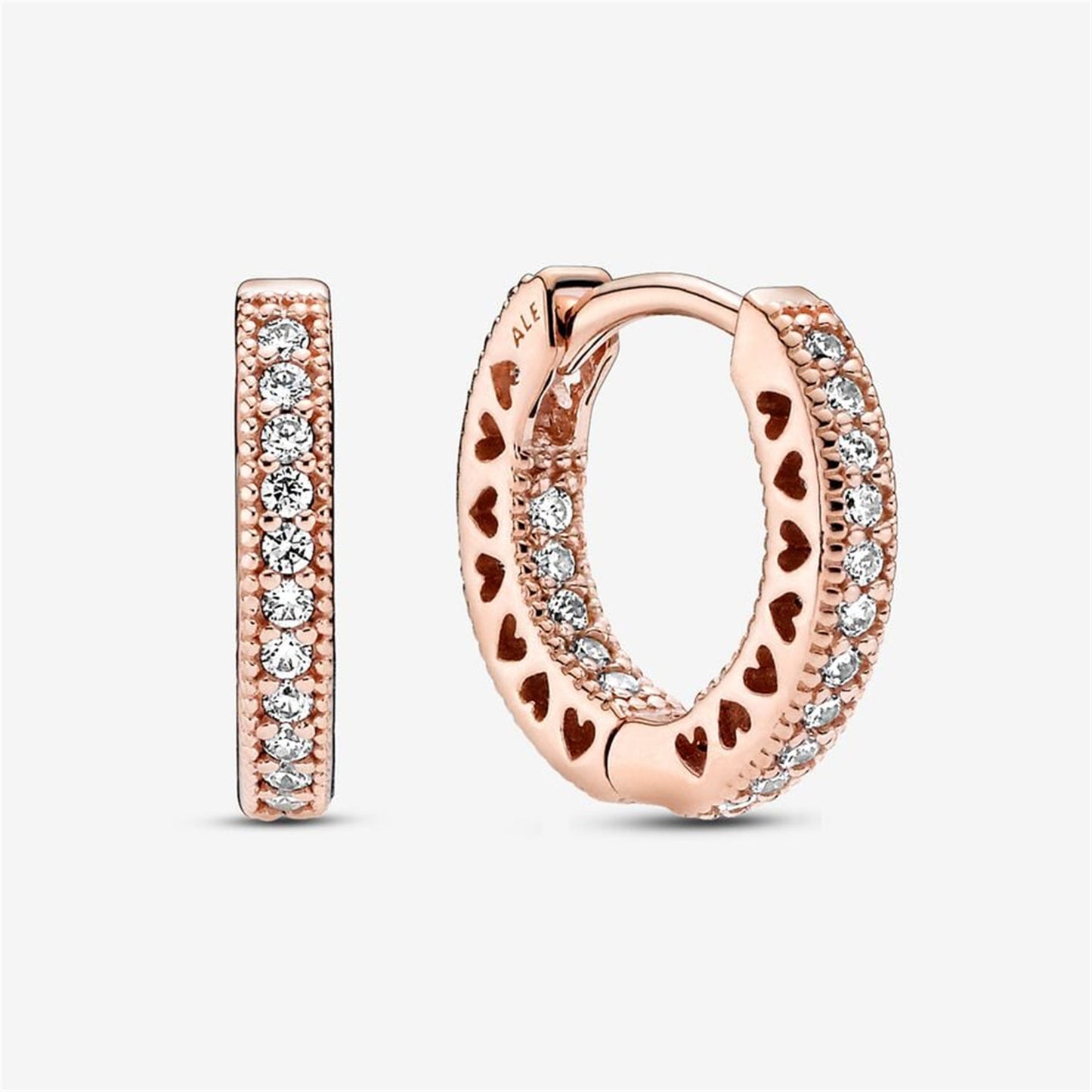 S925 Sterling Silver Pavé Heart Hoop Earrings