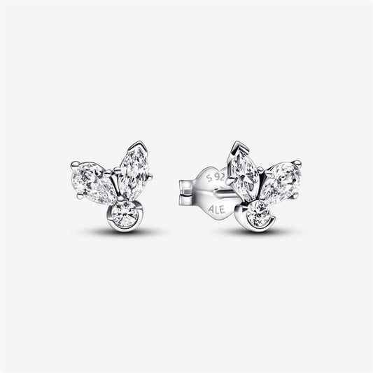 S925 Sterling Silver Sparkling Herbarium Cluster Stud Earrings
