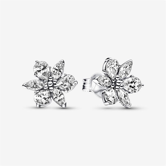 S925 Sterling Silver Sparkling Herbarium Cluster Stud Earrings