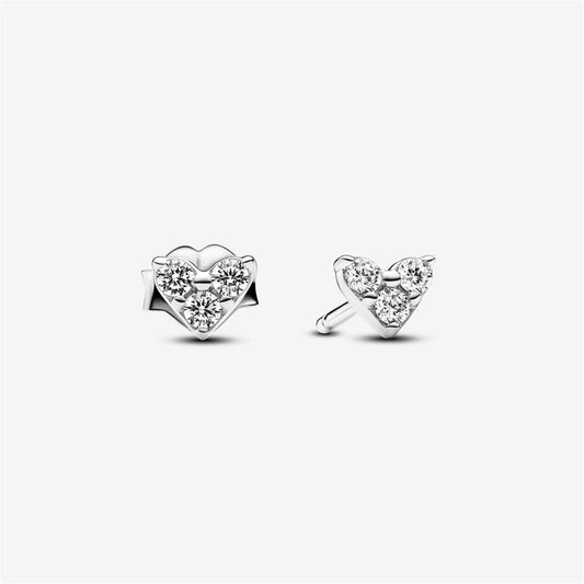 S925 Sterling Silver Triple Stone Heart Stud Earrings