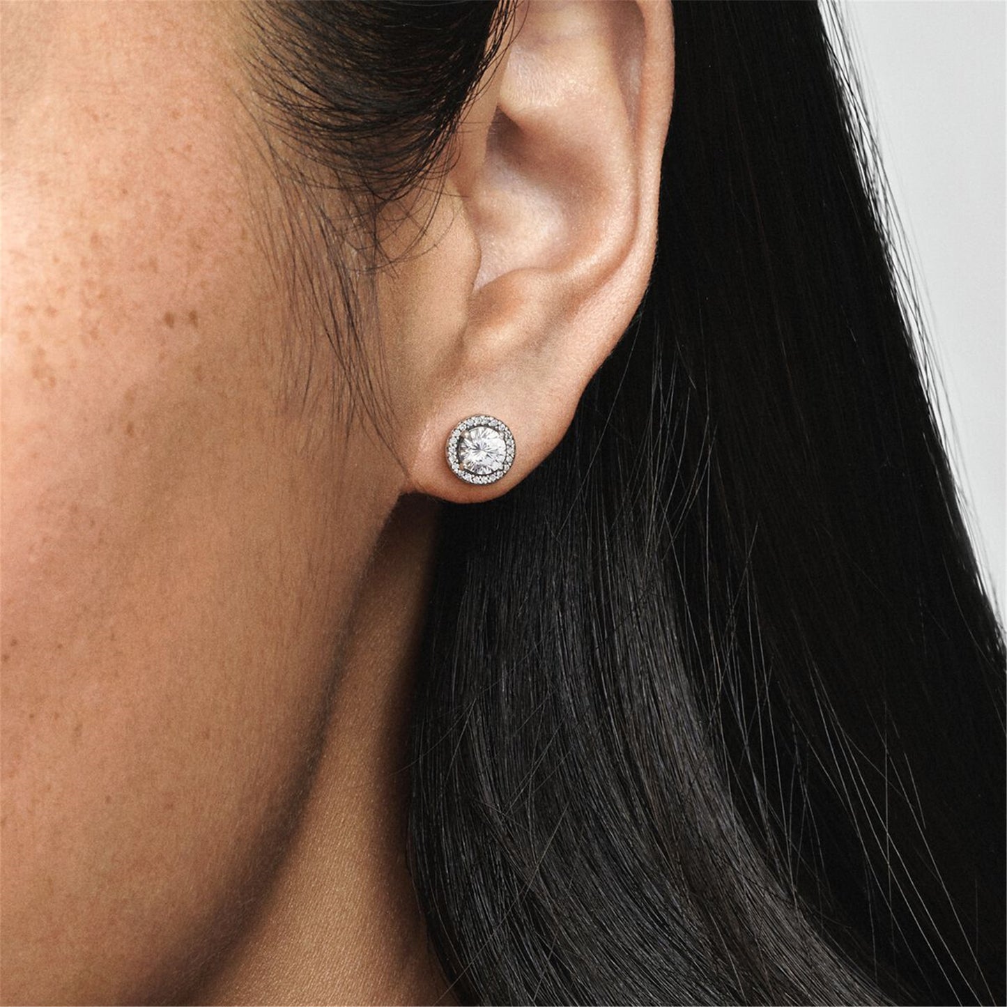 S925 Sterling Silver Round Sparkle Halo Stud Earrings
