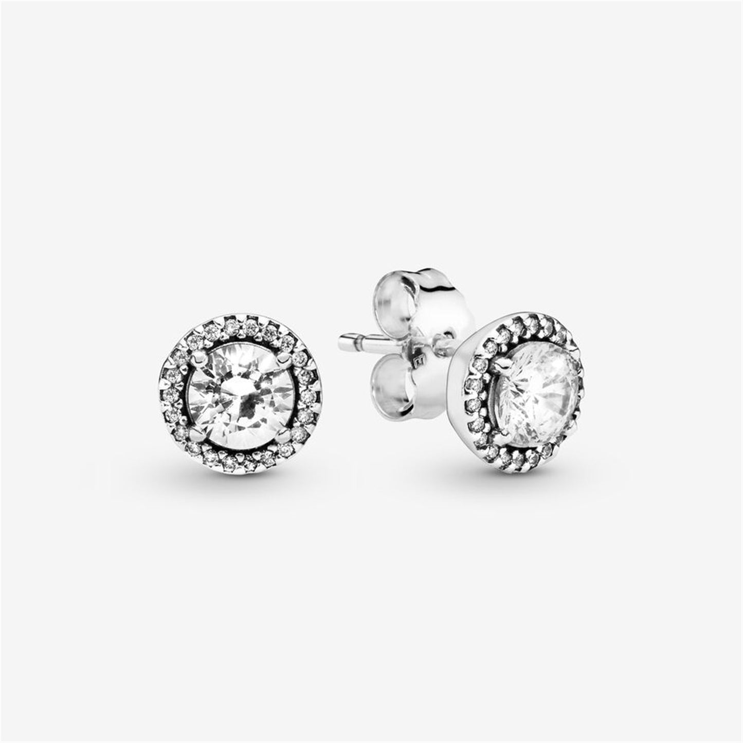 S925 Sterling Silver Round Sparkle Halo Stud Earrings