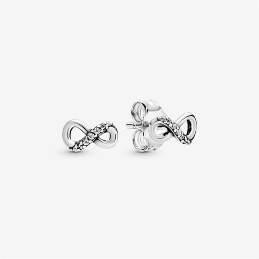 S925 Sterling Silver Sparkling Infinity Stud Earrings