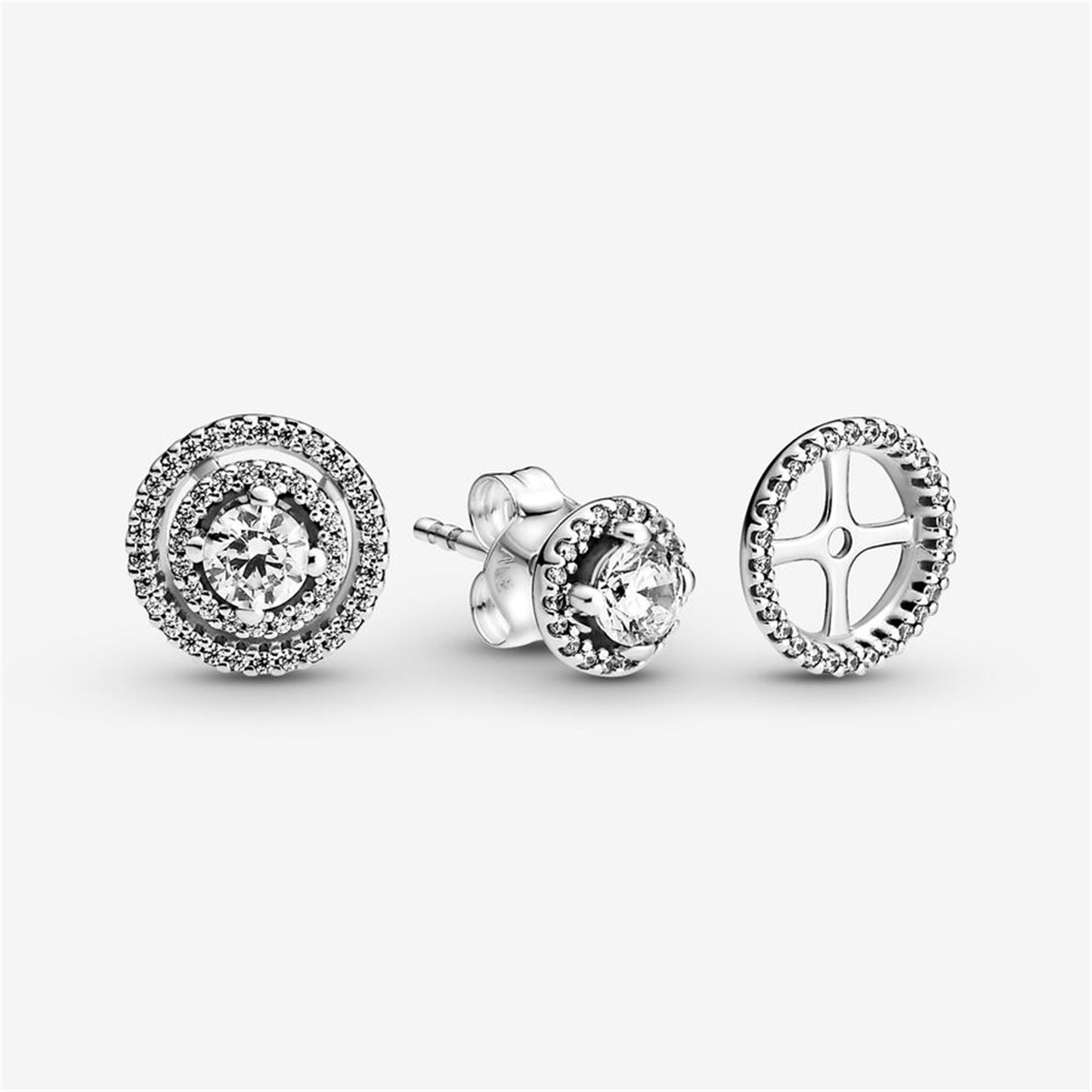S925 Sterling Silver Sparkling Double Halo Stud Earrings