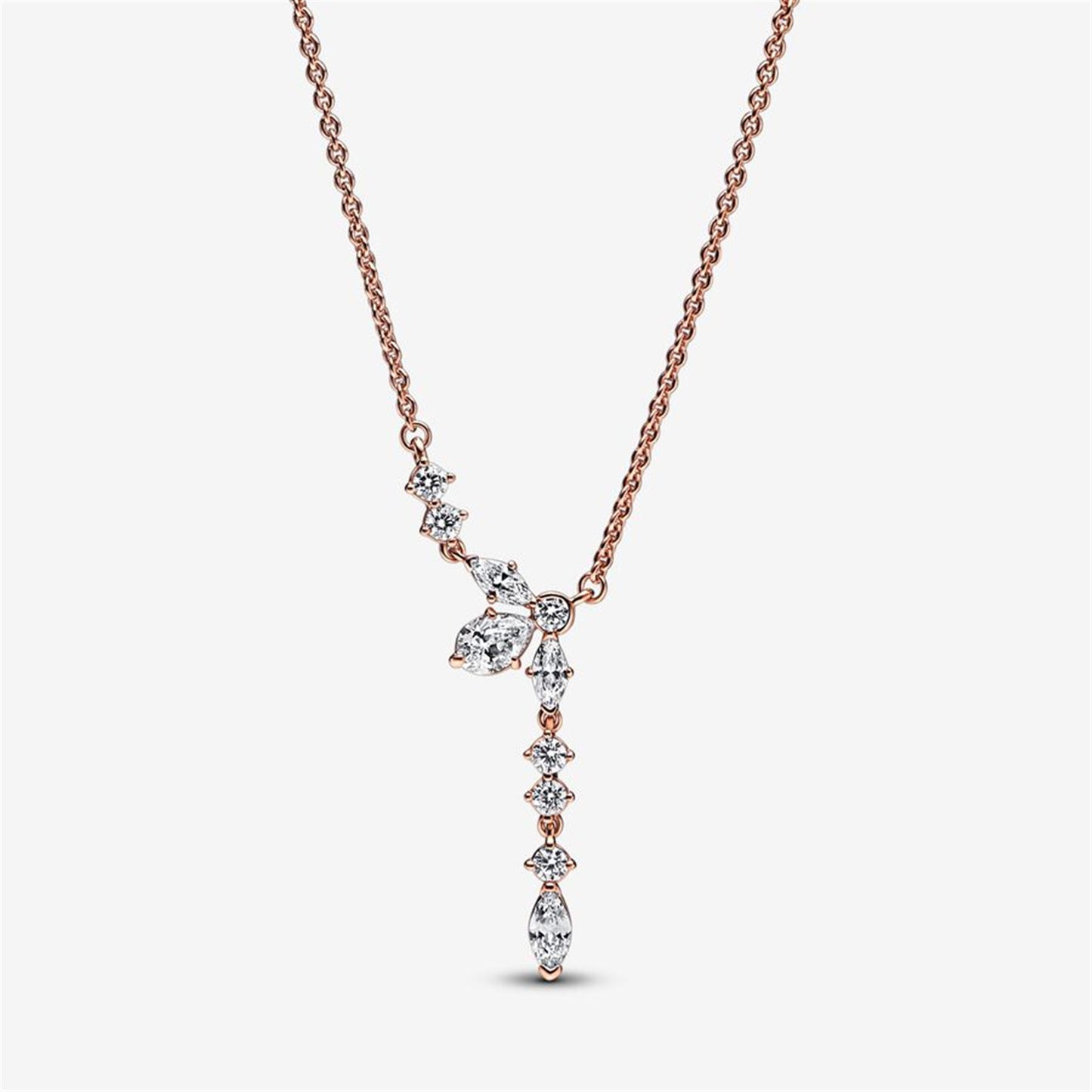 S925 Sterling Silver Sparkling Herbarium Cluster Drop Collier Necklace