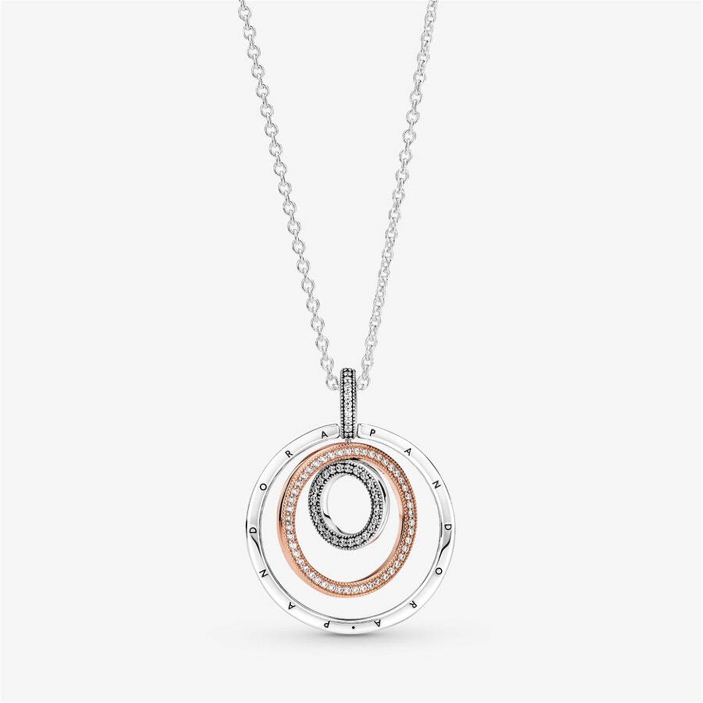 S925 Sterling Silver Two-tone Circles Pendant & Necklace