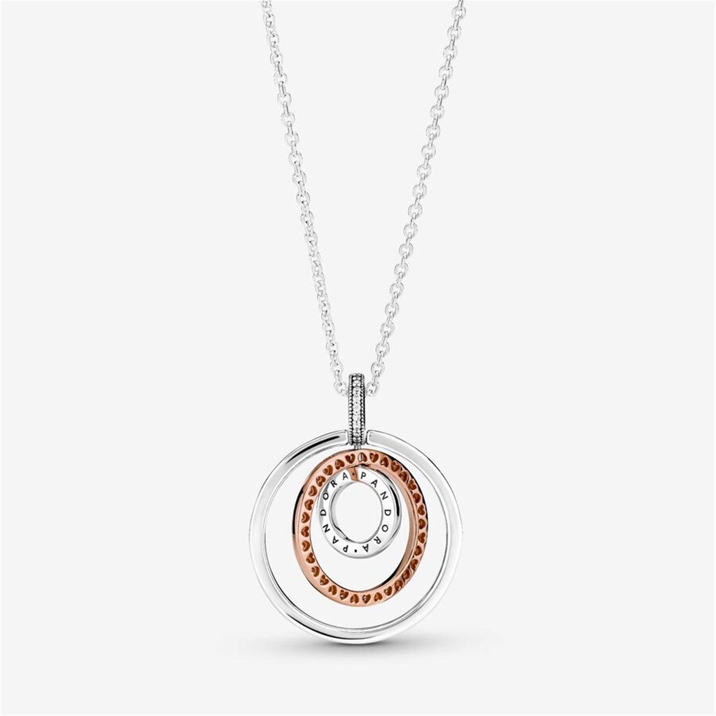 S925 Sterling Silver Two-tone Circles Pendant & Necklace