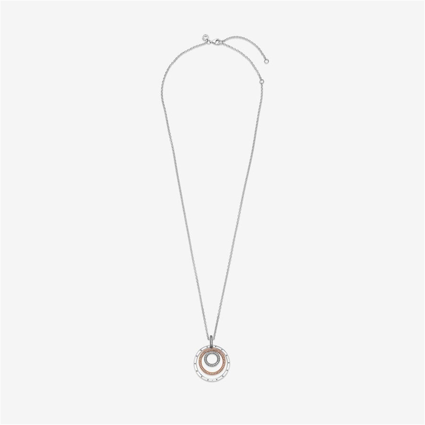 S925 Sterling Silver Two-tone Circles Pendant & Necklace