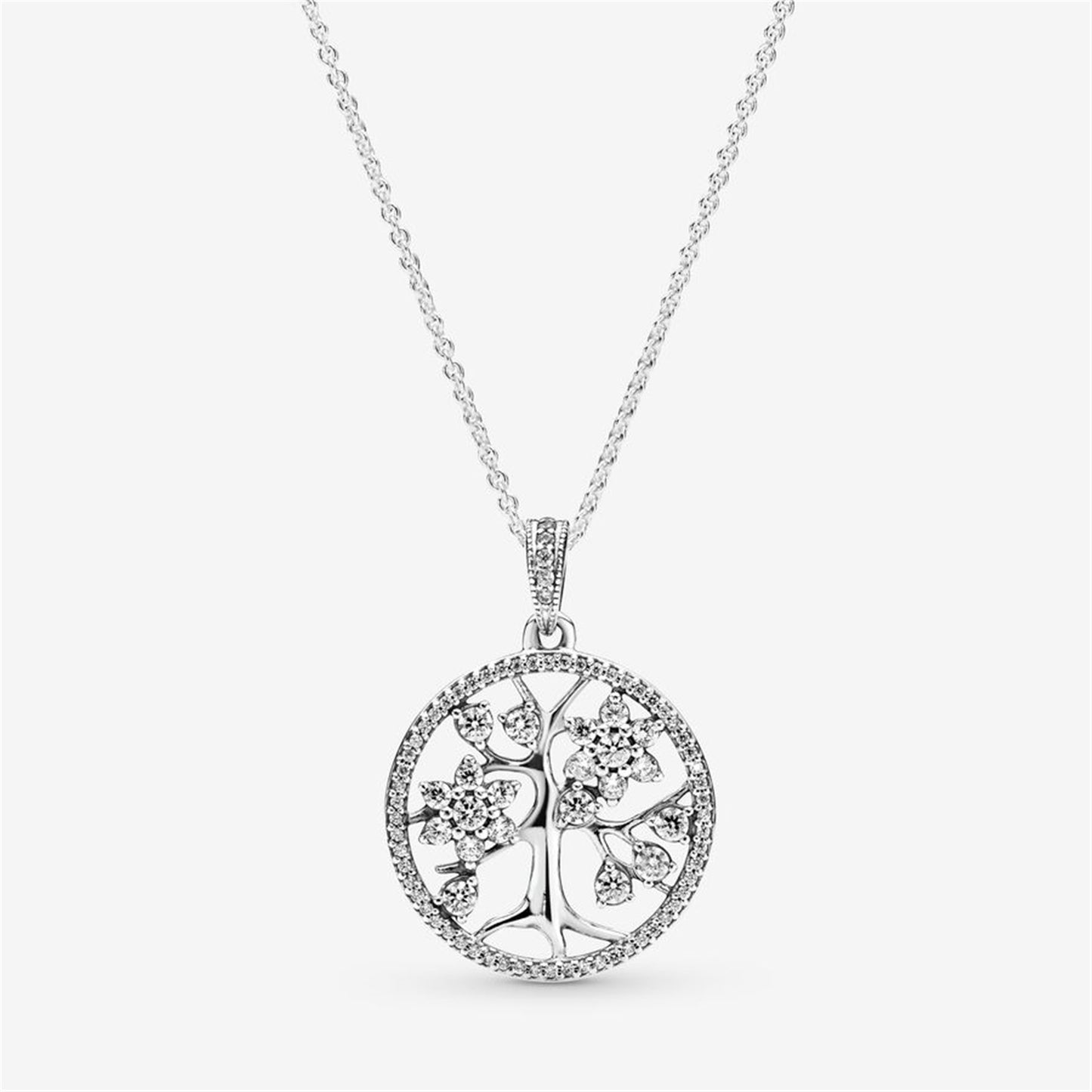 S925 Sterling Silver Sparkling Family Tree Necklace
