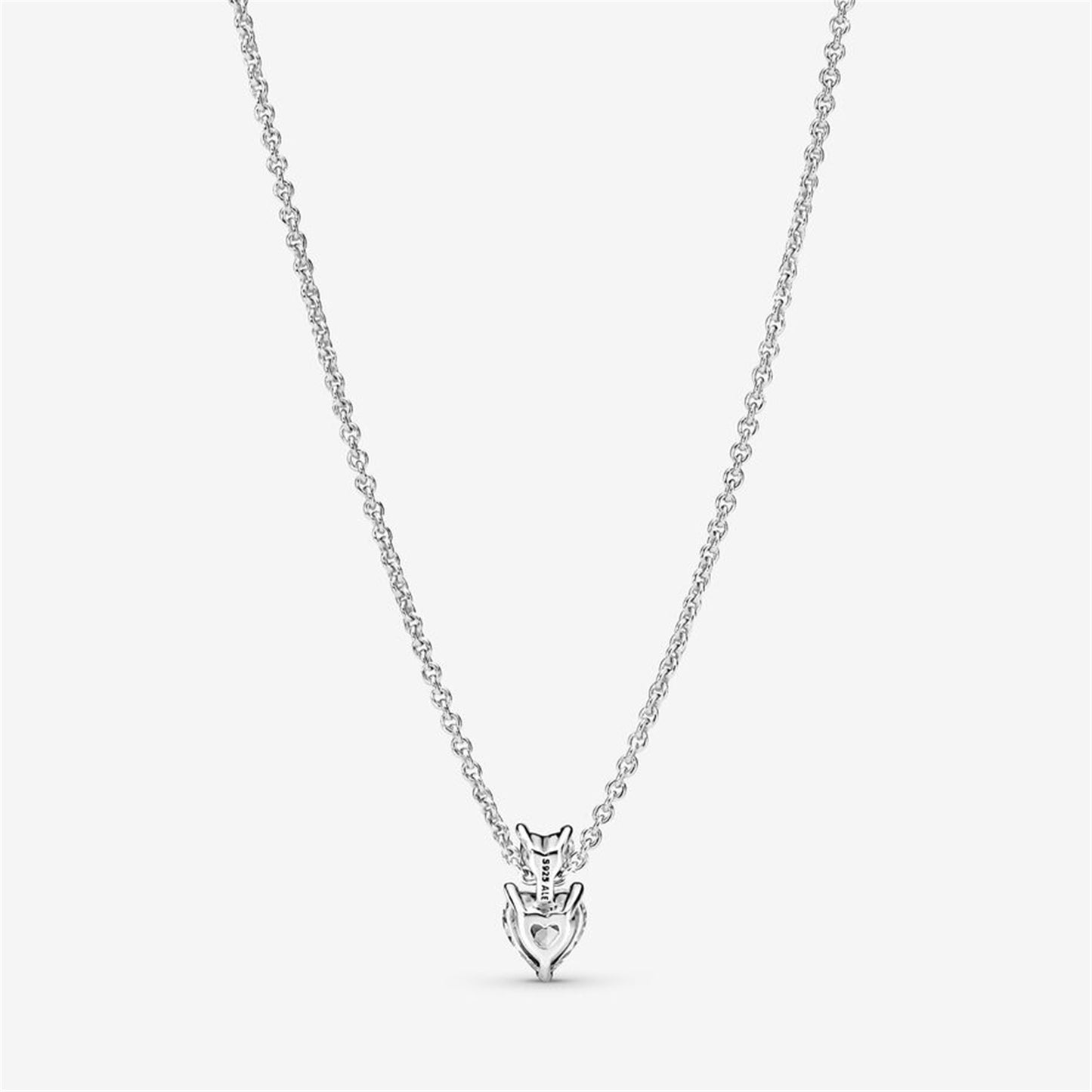S925 Sterling Silver Double Heart Pendant Sparkling Collier Necklace