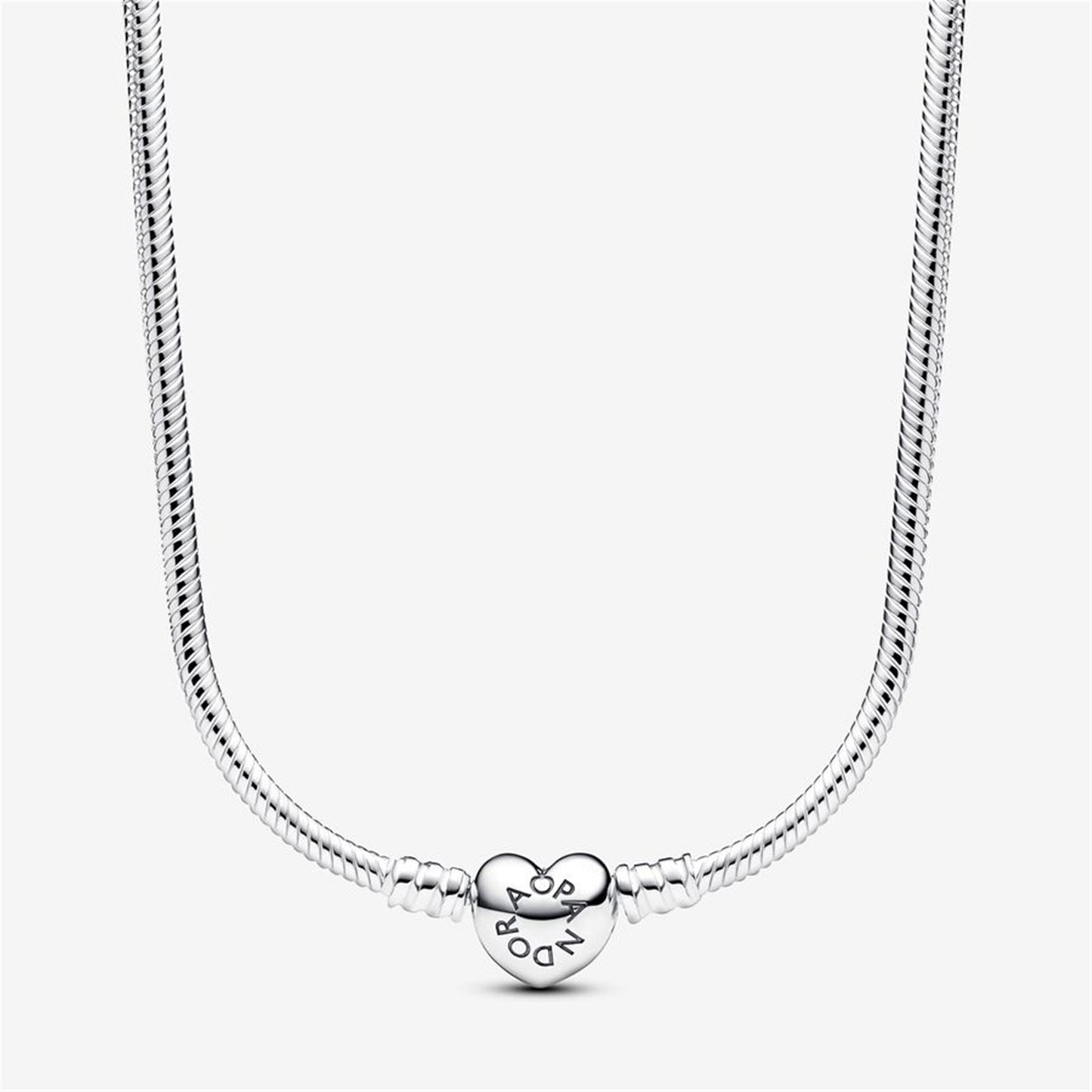 S925 Sterling Silver Moments Heart Clasp Snake Chain Necklace