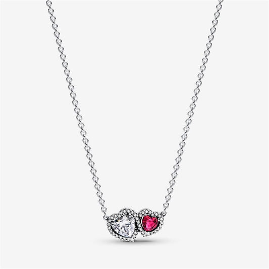 S925 Sterling Silver Halo Hearts Pendant Necklace