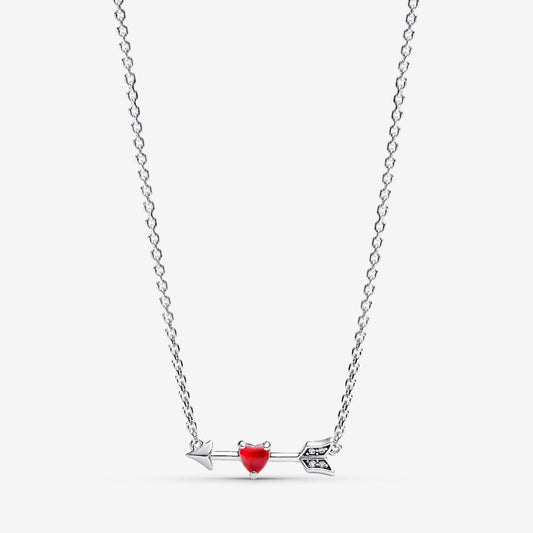 S925 Sterling Silver Arrow & Murano Glass Heart Necklace
