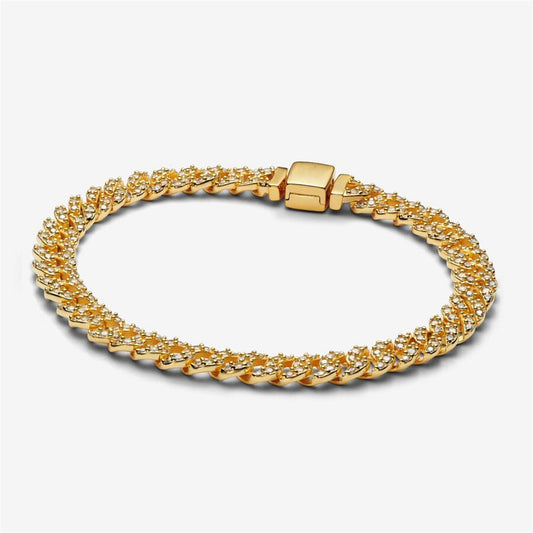 S925 Sterling Silver Timeless Pavé Cuban Chain Bracelet