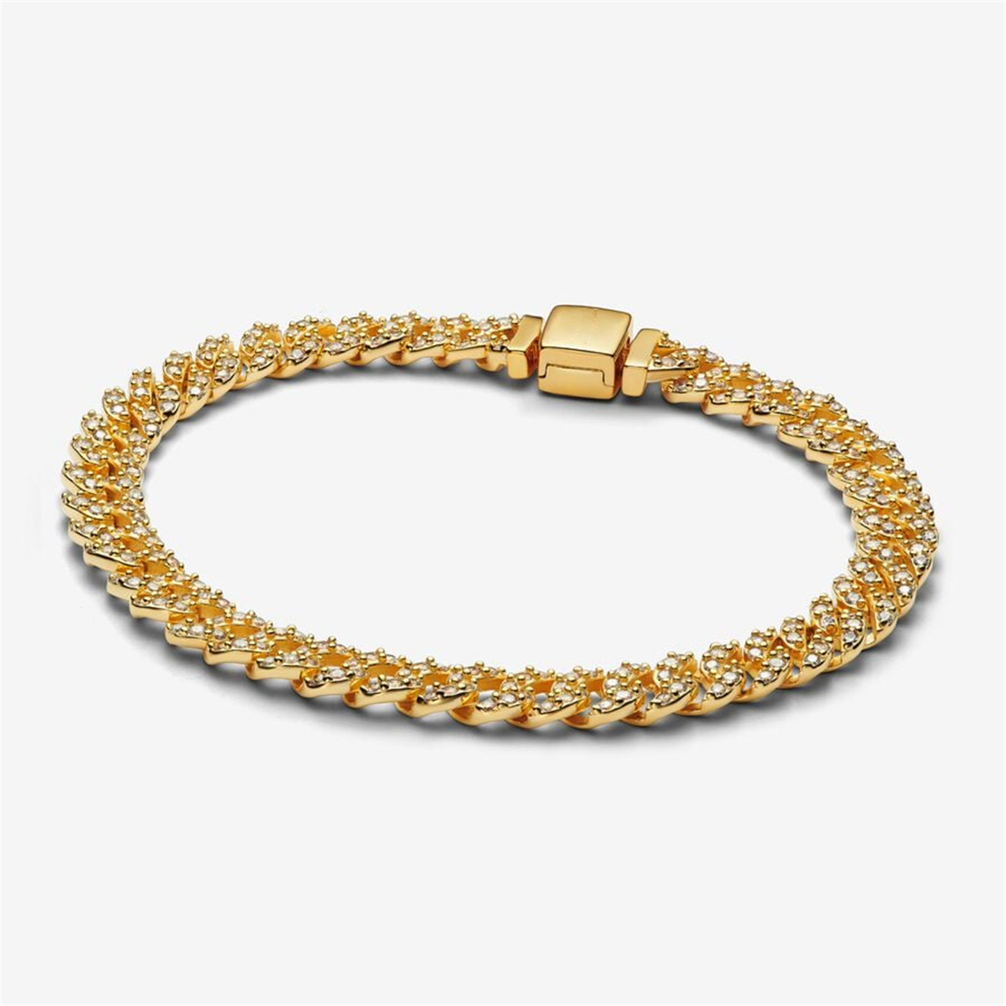 S925 Sterling Silver Pavé Cuban Chain Bracelet,Noble Bracelet
