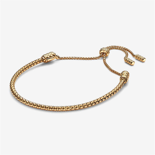 S925 Sterling Silver Moments Studded Chain Slider Bracelet