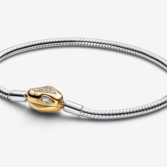 S925 Sterling Silver Snake Clasp & Chain Bracelet