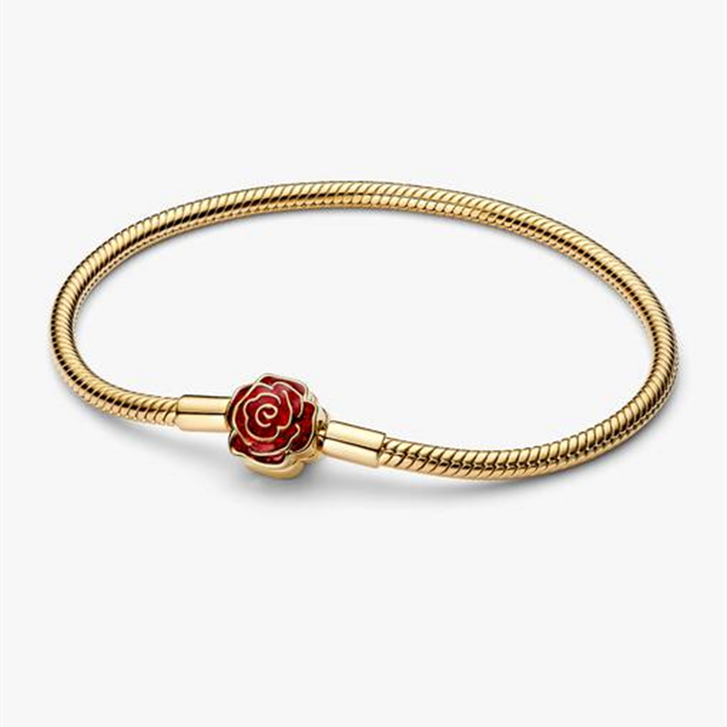 S925 Sterling Silver Beauty and the Beast Enchanted Rose Snake Chain Bracelet