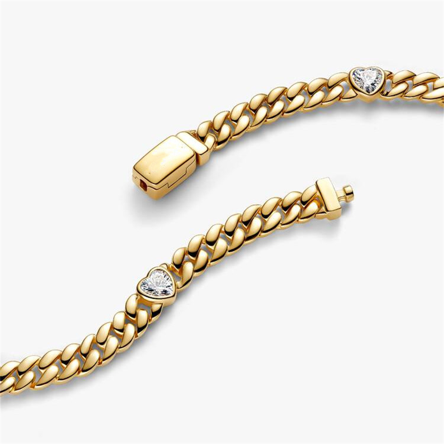 S925 Sterling Silver Heart Cuban Chain Bracelet,Unique Bracelet
