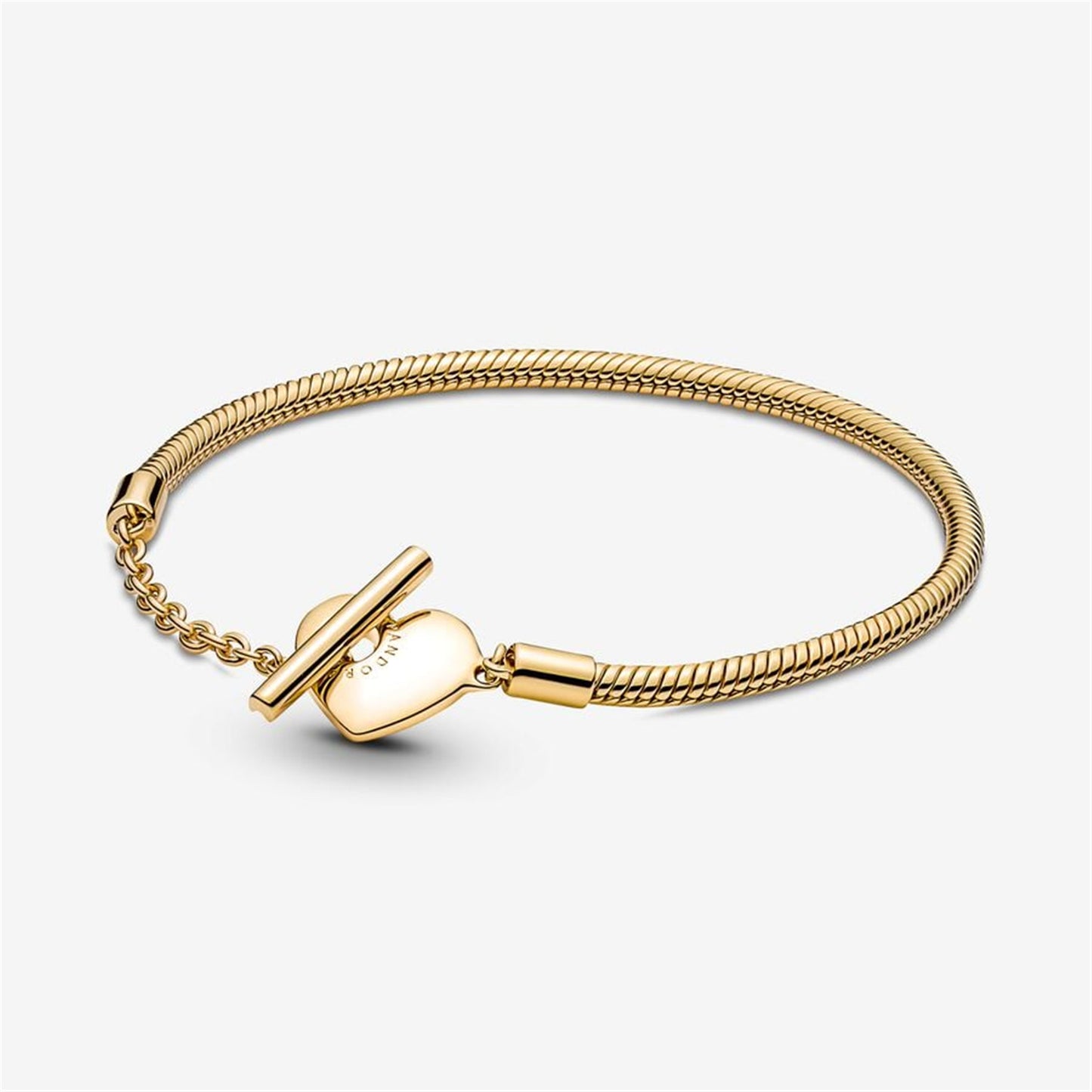 S925 sterling silver Moments Heart T-Bar Snake Chain Bracelet