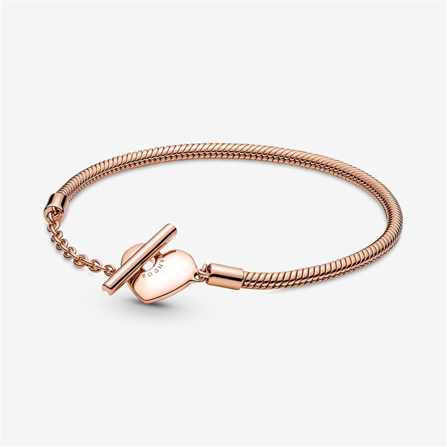 S925 sterling silver Moments Heart T-Bar Snake Chain Bracelet